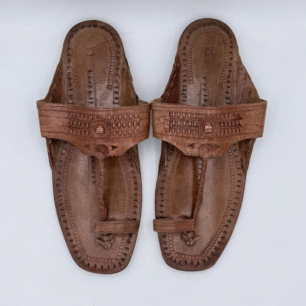 Kolhapuri Buffalo Jesus India Leather Sandals Men's‎ Size 12